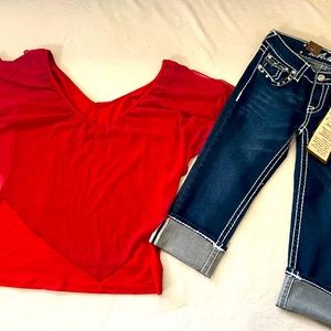 L.A. IDOL DISTRESSED SHINING CROSS CAPRIS Bermuda